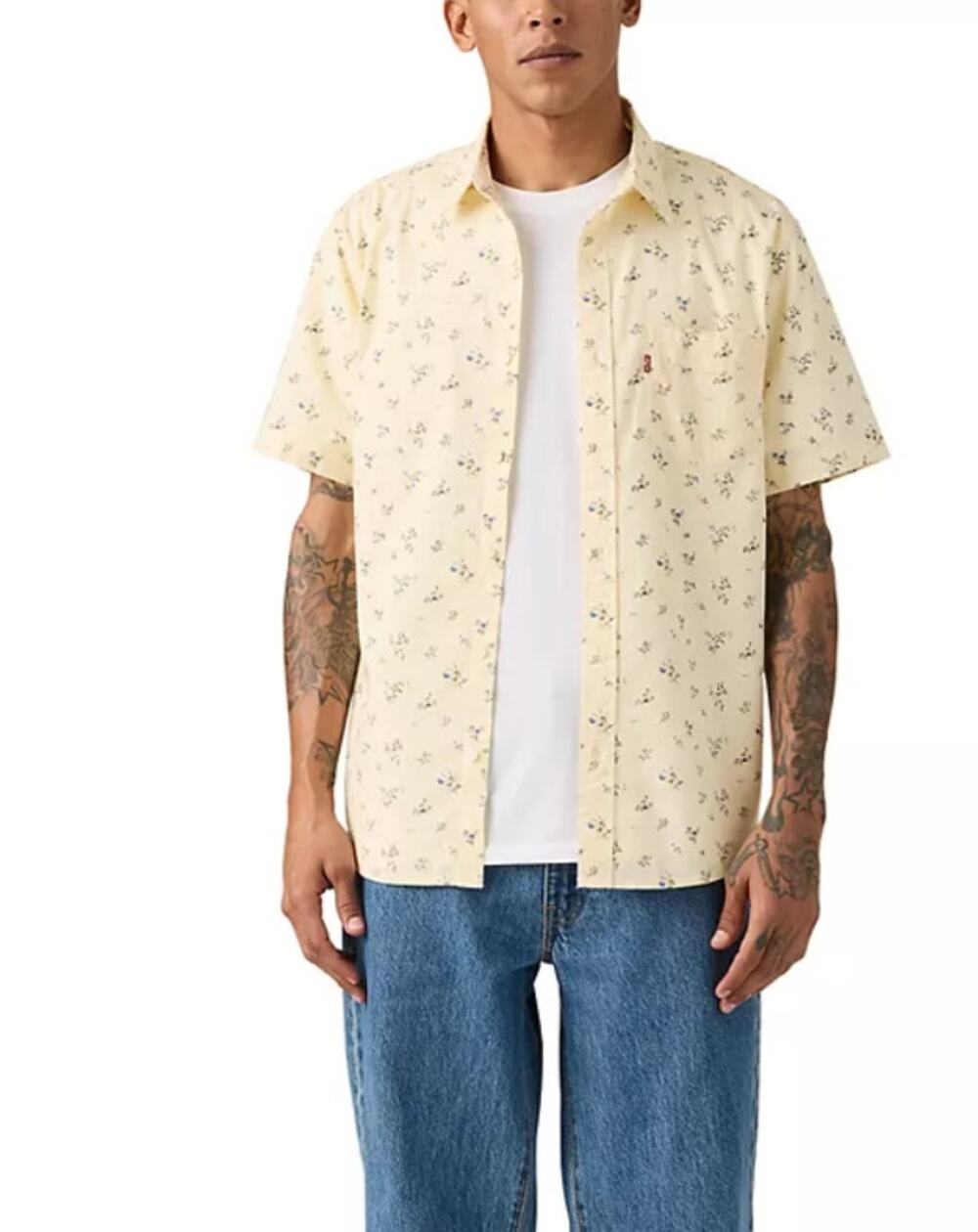 Levi's Floral Print Short-Sleeve Button-Down Camp Shirt Size XXL yellow